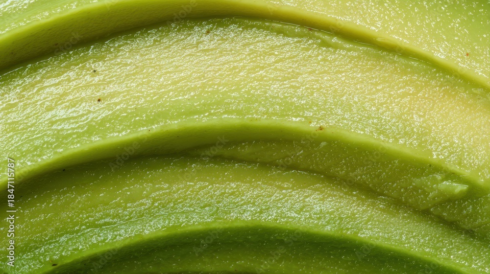 Obraz premium Close-up of fresh avocado slices showing texture and vibrant green color for culinary design