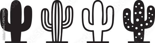 cactus icon vector logo symbol desert flower botanica plant garden summer tropical illustration doodle