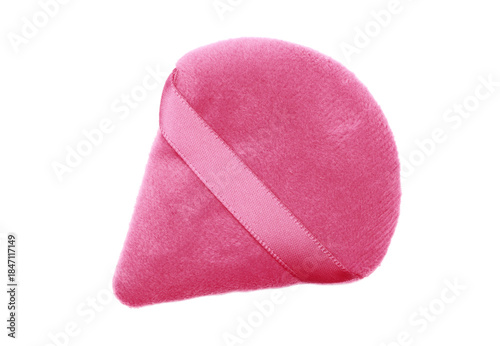 pink triangle soft makeup sponge, cosmetic loose powder puff, smooth foundation puff, beauty blender isolated on white background