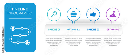 Progress bar featuring 4 arrow-shaped elements, symbolizing the four stages of business strategy and progression. Clean timeline infographic design template. Vector for mobile presentation.