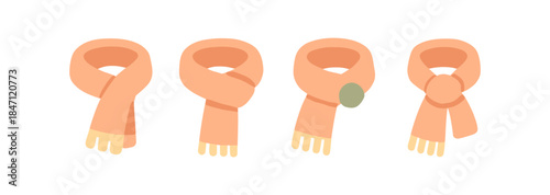 Flat design set of cozy scarves in various styles for winter fashion