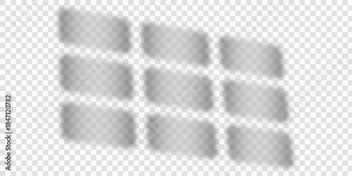 Set of Realistic Window Shadow Overlays with Soft Light Blur Effects on Transparent Background