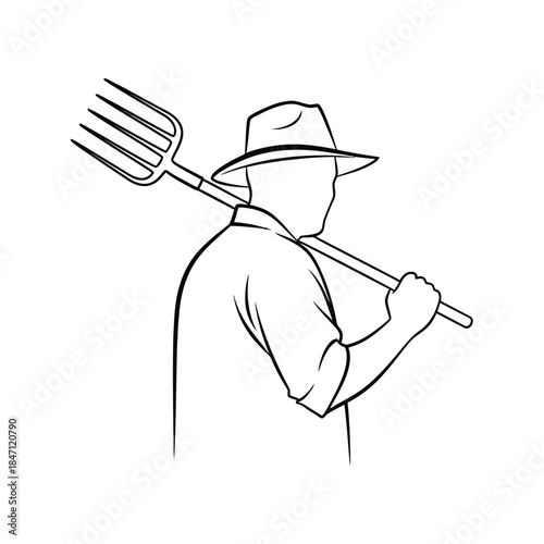 A farmer line art icon