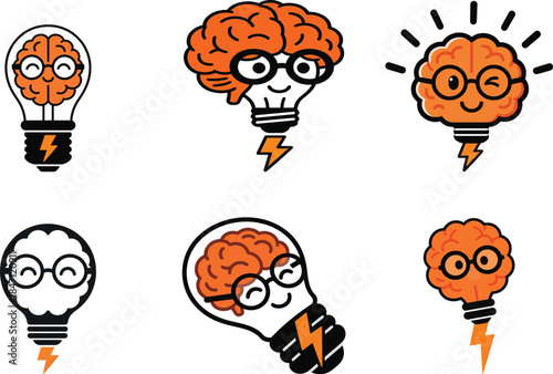 Creative Light Bulb with Brain that Represent Idea and Innovation Combined Head