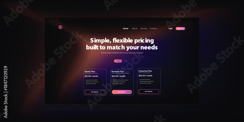 Digital Design: Website interface showcasing a user-friendly pricing plan, crafted for simplicity and adaptability