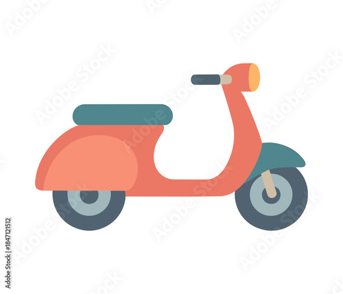 Colorful flat style scooter on white background