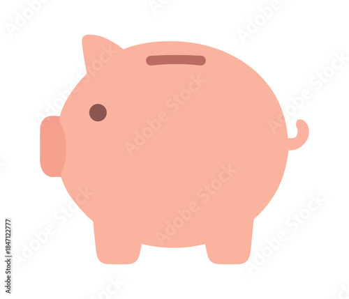 Cute flat piggy bank icon for savings and finance concepts
