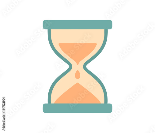 Minimalist hourglass icon with sand flowing for time concepts