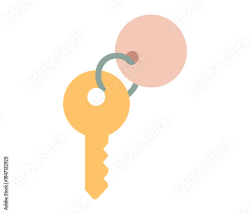 Minimalist key with keyring icon on white background