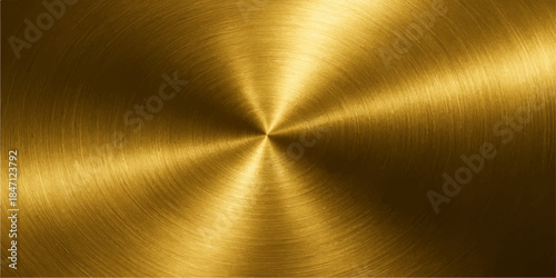 Shiny brushed gold and silver metallic texture with a polished circular pattern on a smooth stainless steel material surface
