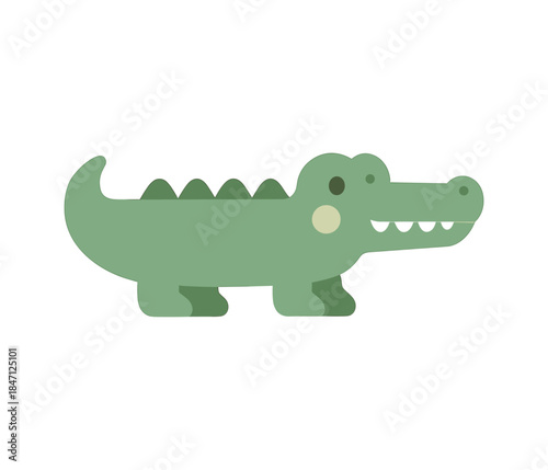 Cute cartoon crocodile in flat style on white background