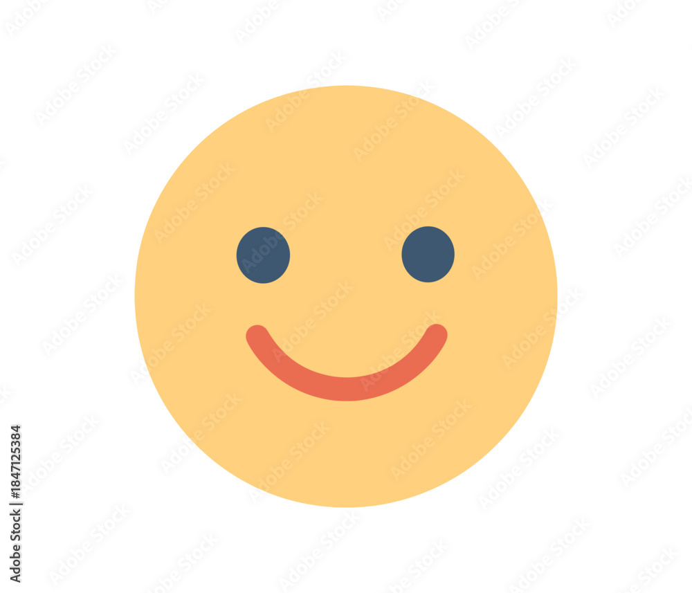 Fototapeta premium Simple flat style yellow smiley face with orange smile and eyes