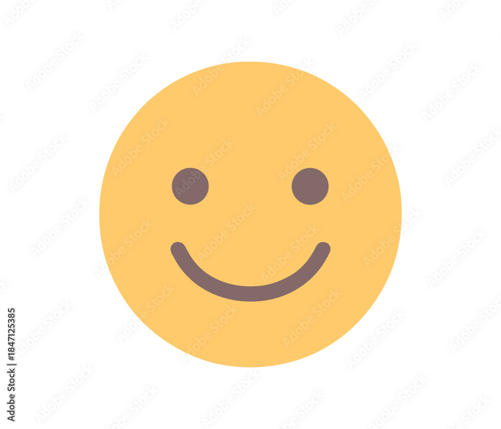 Fototapeta premium Smiling face emoji on white background: simple yellow circle expression