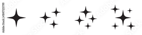 Star icons. Twinkling stars icons. Sparkles, shining burst.