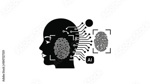 Artificial intelligence brain scan biometric data analysis with facial recognition technology and neural network processing