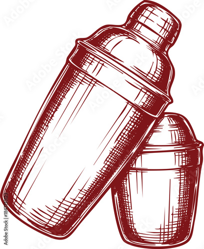 Two Reddish- Brown Cocktail Shakers on White Background bartender mixology
