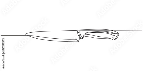 Kitchen knife one line continuous drawing. Kitchen tools continuous one line illustration. Vector minimalist linear illustration, Knife kitchen continuous line. Continuous one line drawing knife pro.