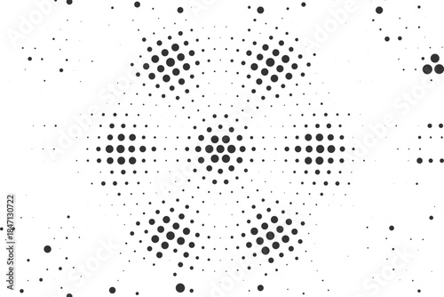 Halftone dot cluster texture for creative posters, grunge overlays, abstract digital layouts, modern branding vector illustration