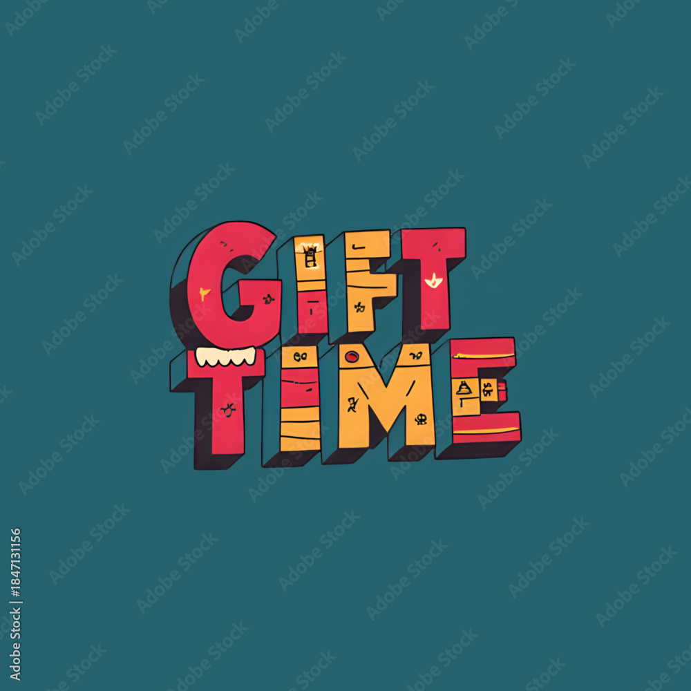 Fototapeta premium Gift Time Typography Illustration for Celebration and Special Occasions. Festive Present Design Graphic.
