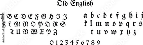 Old English Script Typography and Numeric Set
