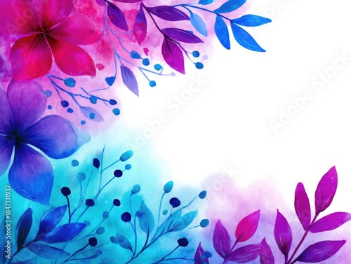 Digital Art Print with Tropical Flowers