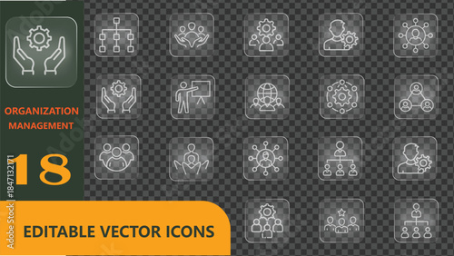Essential Organization Management Vector Icons for Business Planning, Teamwork, and Corporate Strategy Development
