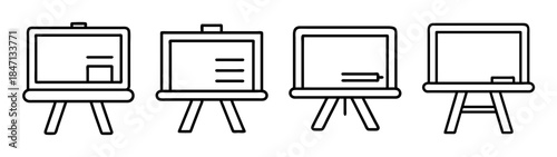 A set of four simple presentation board icons for education and business presentations