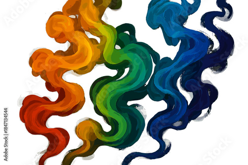 Colorful Smoke Swirls. Artistic shot of colorful smoke swirling against a dark background, bold and dynamic composition, ideal for