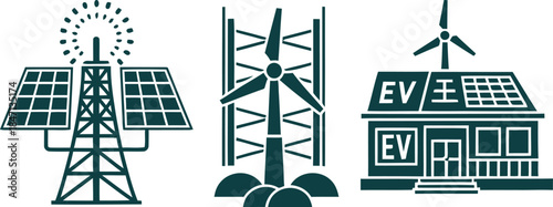 Solar Power Tower Wind Turbine and EV Charging House solar panel energy tower