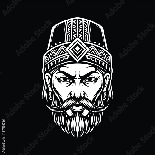 Man Wearing Traditional Cultural Hat Vector Illustration