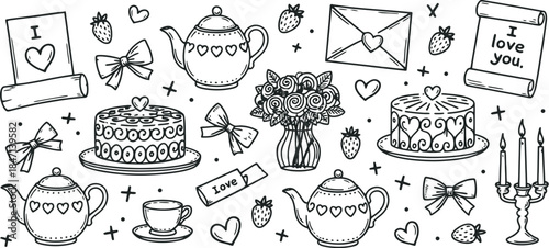 Romantic Desserts, Cakes, Tea Sets, Love Letters, Sweet Surroundings