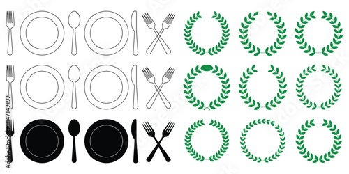 set of numbers and symbols vector icons