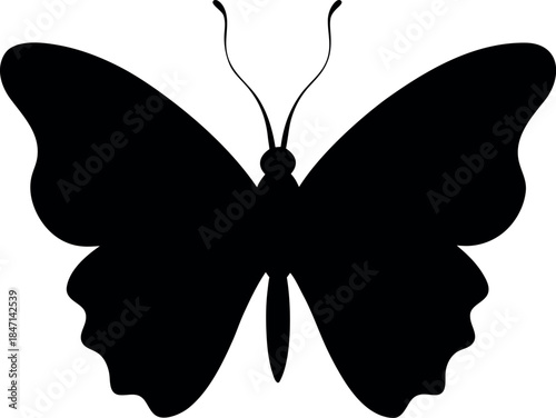 Red Admiral Butterfly Silhouette with Spread Wings Vector