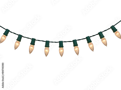 Nostalgic Glow: A Single Strand of Classic Christmas Lights Radiating Warmth and Memory