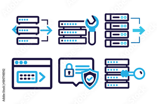 Web-Hosting icon Set vector illustration