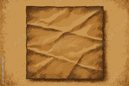 Rustic Parchment Design. Rustic vector illustration brown parchment paper with textured folds illuminated by soft lighting, earthy