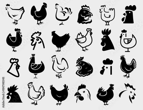 Chicken set. Collection icon chicken. Vector