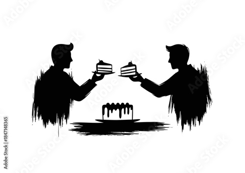 Colorful cake illustration, delicious dessert, festive treat, isolated on white background