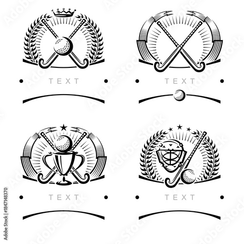 Hockey field labels and icons set. Collection icons hockey field. Vector