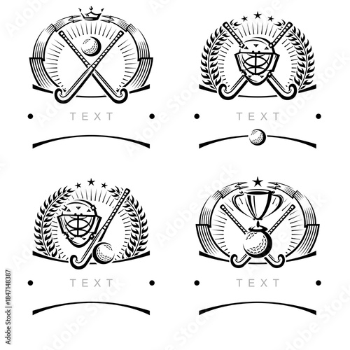 Hockey field labels and icons set. Collection icons hockey field. Vector
