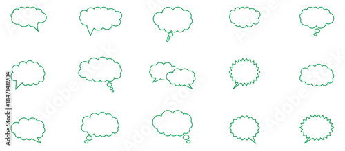  Though bubble speach bubble set outline cloud bubble message thinking bubbleSpeech bubble collection. Set of speech bubble. Speech bubble comic symbol. .