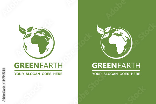 ecology earth planet globe icons isolated on white and green background