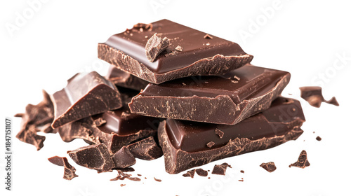 A pile of chocolate bars with some of them broken