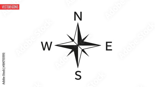Navigational Guide: A graphic showing a compass rose against a stark backdrop, with the cardinal directions (North, South, East, West) distinctly marked, ready for directional guidance.