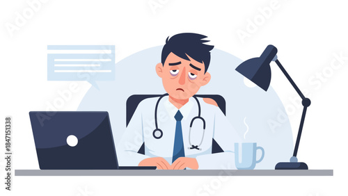 Corporate Healthcare Illustration of Fatigue and Tiredness
