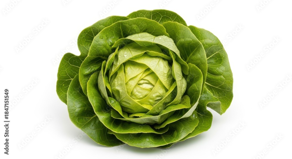 Fototapeta premium Fresh green lettuce head on a white background