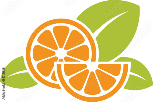 Orange Slices and Green Leaves Graphic citrus fruit