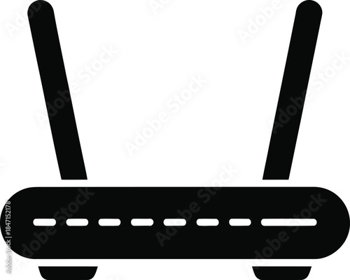 Black wireless router icon with two antennas wifi internet