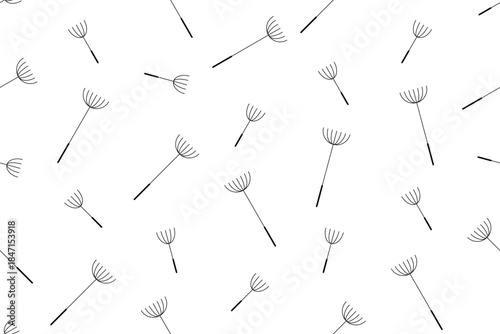 Seamless pattern of dandelion seeds. isolated on white background