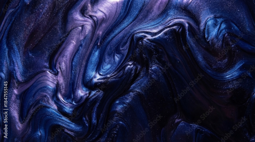 Fototapeta premium Vibrant Abstract Design Showcasing a Blend of Blue and Purple Paints, Revealing an Intricate Texture and Fluid Pattern on Modern Art's Surface